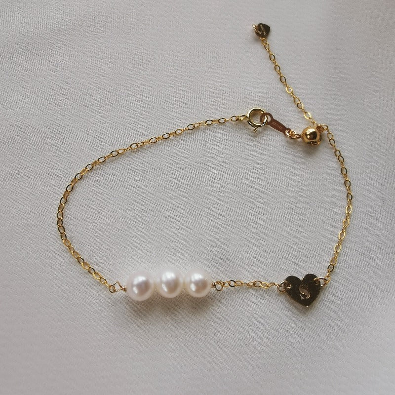 Fairy | Heart Shaped Initial Pearl Bracelet