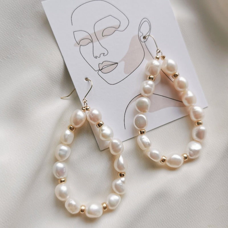 Large pearl hoop on sale earrings