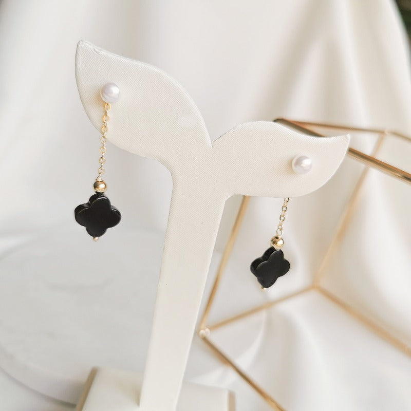 Clover | Malani Black Onyx Dangling Earrings