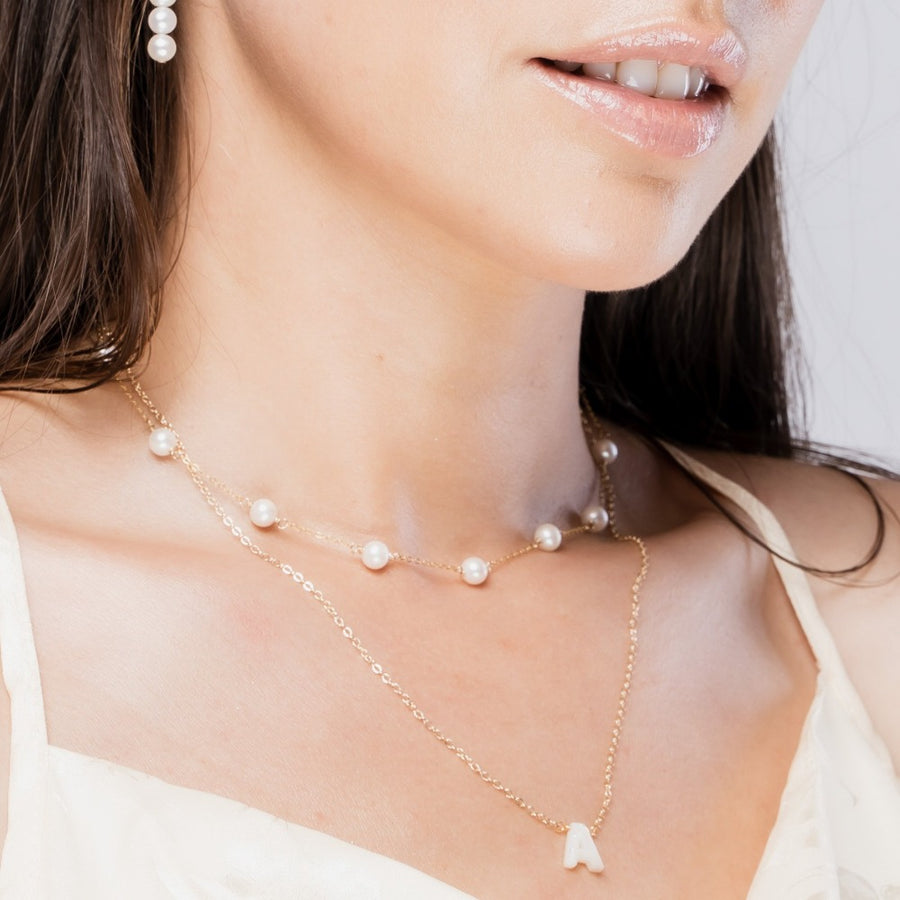 PearlLover | Mother-of-Pearl Initial Pendant Necklace
